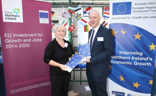 Carol Caves (Managing Authority) and Paul Gunn (Invest NI) who assisted potential beneficiaries with ERDF queries throughout the course of the event